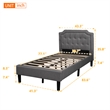 Afuera Living Twin Scalloped Linen Platform Bed with Button-Tufted Headboard