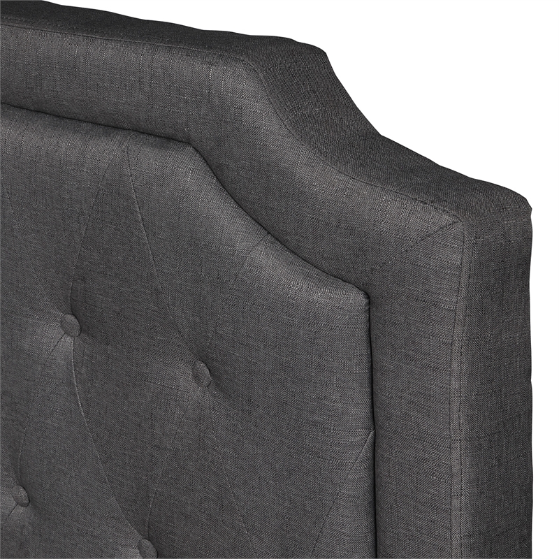 Afuera Living Twin Scalloped Linen Platform Bed with Button-Tufted Headboard