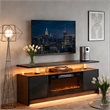 Afuera Living 70-Inch Black TV Stand with 36-Inch 750W/1500W Fireplace & LED