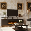 Afuera Living 70-Inch Black TV Stand with 36-Inch 750W/1500W Fireplace & LED
