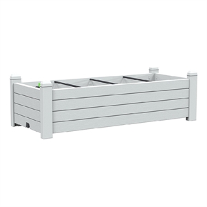 Afuera Living White Resin Tiered Planter with Ventilation Slats & Corner Posts