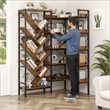 Afuera Living L-Shaped Reversible 5-Tier Bookshelf with 1.97-Inch Thick Shelves