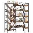 Afuera Living L-Shaped Reversible 5-Tier Bookshelf with 1.97-Inch Thick Shelves