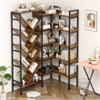 Afuera Living L-Shaped Reversible 5-Tier Bookshelf with 1.97-Inch Thick Shelves