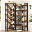 Afuera Living L-Shaped Reversible 5-Tier Bookshelf with 1.97-Inch Thick Shelves