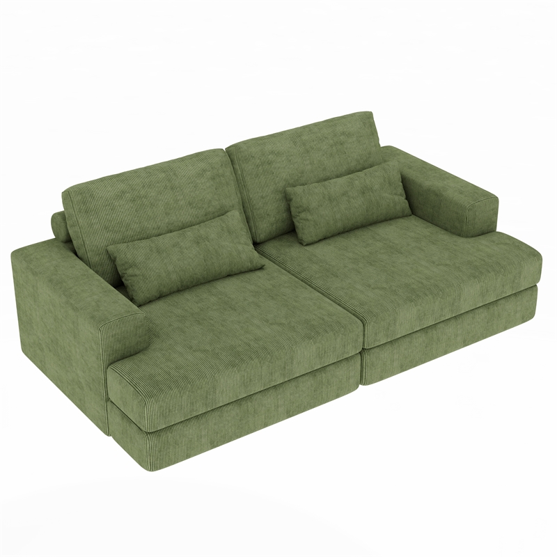 Afuera Living 93-Inch Green Wide Arm Upholstered Sleeper Sofa 500 lbs