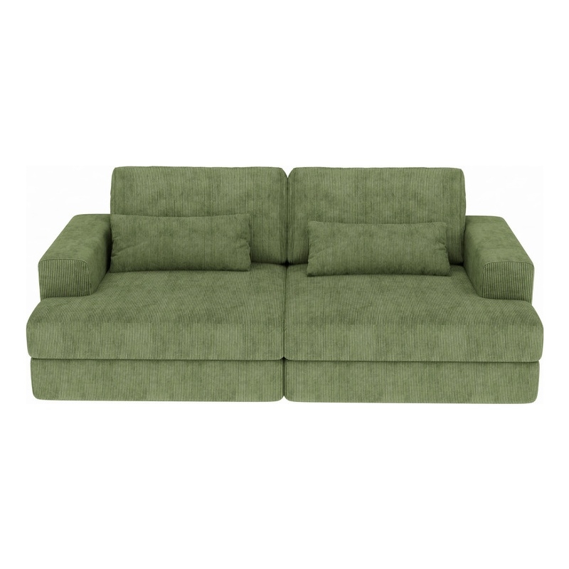 Afuera Living 93-Inch Green Wide Arm Upholstered Sleeper Sofa 500 lbs