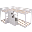 Afuera Living Twin Over Twin L-Shaped 4-Bed Bunk with Middle Staircase