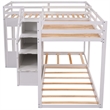 Afuera Living Twin Over Twin L-Shaped 4-Bed Bunk with Middle Staircase
