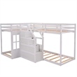Afuera Living Twin Over Twin L-Shaped 4-Bed Bunk with Middle Staircase