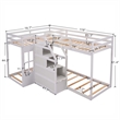 Afuera Living Twin Over Twin L-Shaped 4-Bed Bunk with Middle Staircase