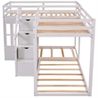 Afuera Living Twin Over Twin L-Shaped 4-Bed Bunk with Middle Staircase