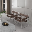 Afuera Living Brown 29.9-Inch Saddle Leather Armchair with Stainless Steel Frame