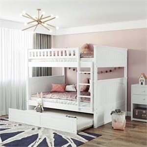 Afuera Living Full Over Full Pine Bunk Bed with Twin Trundle & Guardrails