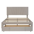 Afuera Living Queen Beige Velvet Platform Bed with Storage Drawer 500 lbs