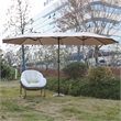 Afuera Living 14.8 Ft Khaki Rectangular Double-Sided Outdoor Patio Umbrella