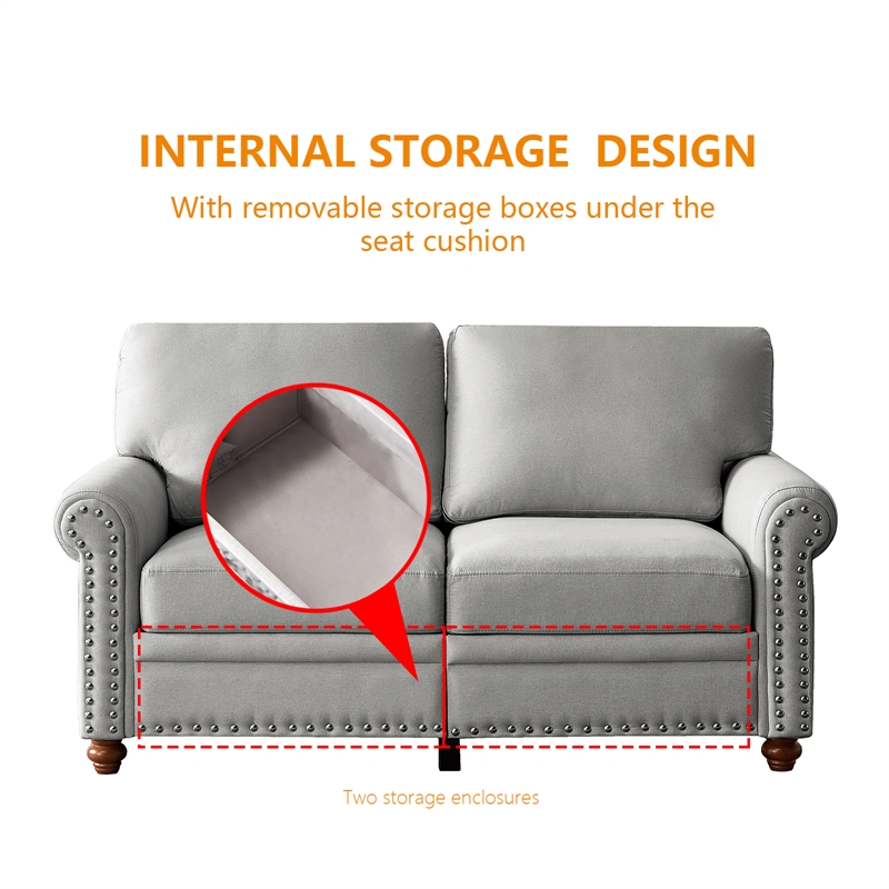 Afuera Living 3-Piece Grey Linen Sofa Set with Hidden Storage 900 lbs Total