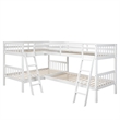 Afuera Living Twin L-Shaped Pine Wood Bunk Bed 76-Inch with 2 Install Methods