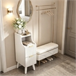 Afuera Living Slim White Fluted Nightstand with 2 Drawers & Guard Rail