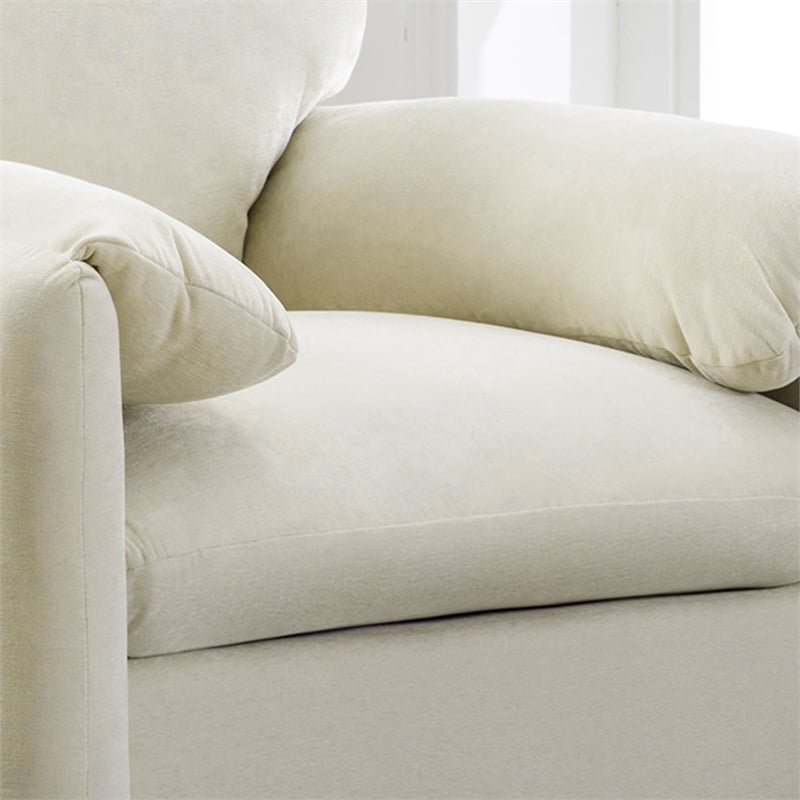 Afuera Living Cream Chenille Oversized Armchair with Solid Wood Frame 330 lbs