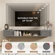 Afuera Living 80-Inch Gray Wall Mount Floating TV Stand 2 Cabinets & Open Shelf