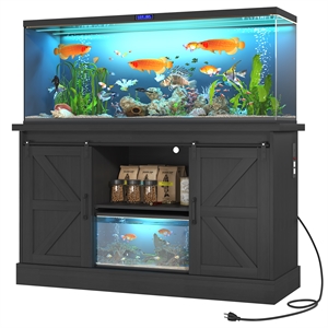 Afuera Living 52-Inch Black Aquarium Cabinet 1000 lbs with Built-in Power Outlet