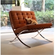 Afuera Living 30-Inch Amber Genuine Leather Accent Chair Stainless Steel Frame