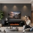 Afuera Living 70-Inch Black TV Stand with 36-Inch 20 LED Mode Fireplace 220 lbs
