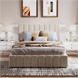 Afuera Living Full Beige Upholstered Platform Bed with Hydraulic Storage
