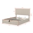 Afuera Living Full Beige Upholstered Platform Bed with Hydraulic Storage