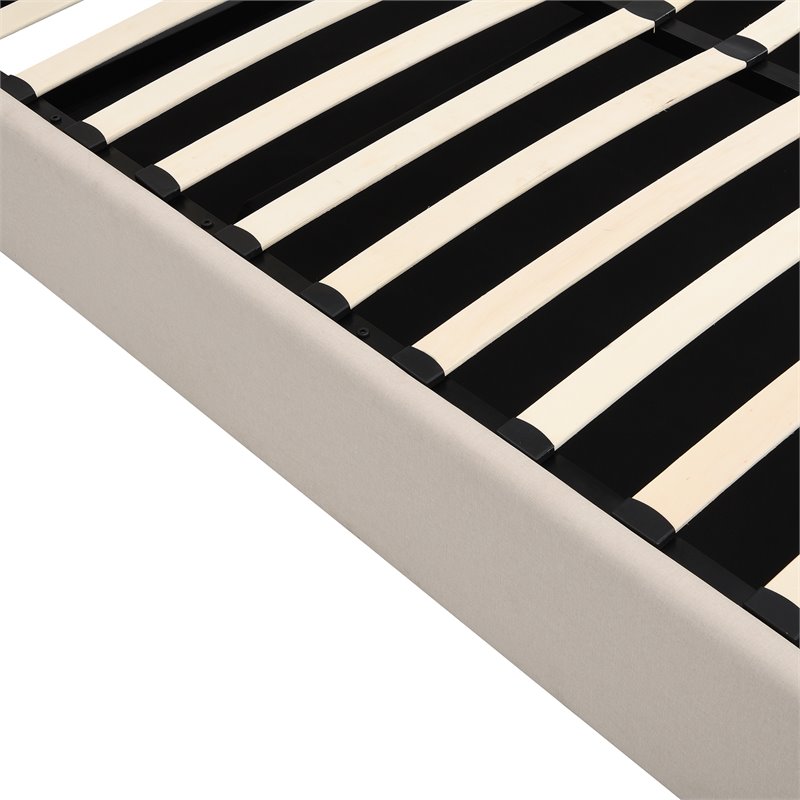 Afuera Living Full Beige Upholstered Platform Bed with Hydraulic Storage
