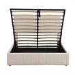 Afuera Living Full Beige Upholstered Platform Bed with Hydraulic Storage