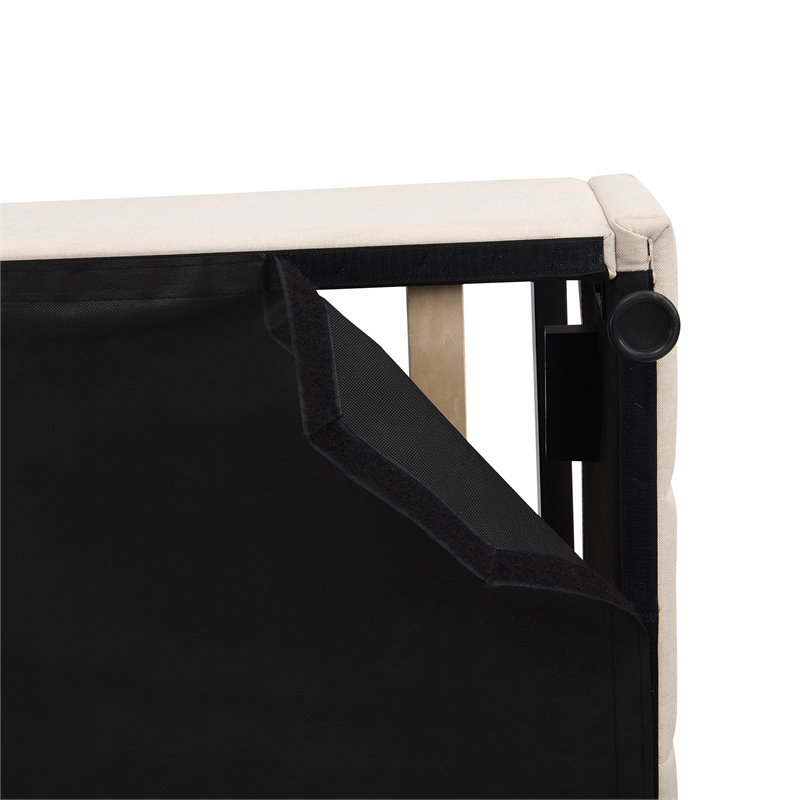 Afuera Living Full Beige Upholstered Platform Bed with Hydraulic Storage