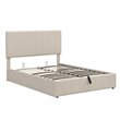 Afuera Living Full Beige Upholstered Platform Bed with Hydraulic Storage