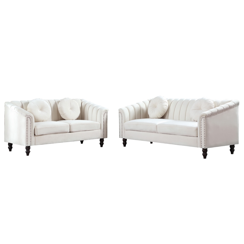 Afuera Living Beige 3-Piece Living Room Sofa Set with High-Density Sponge Fill