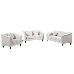 Afuera Living Beige 3-Piece Living Room Sofa Set with High-Density Sponge Fill
