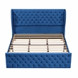Afuera Living Blue Velvet Button-Tufted King Chesterfield Bed with Metal Frame