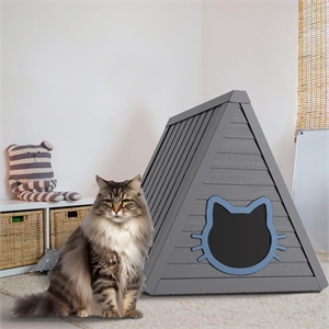 Afuera Living Scratch-Resistant Gray Resin Cat House 26.1Hx26Wx24D Inches
