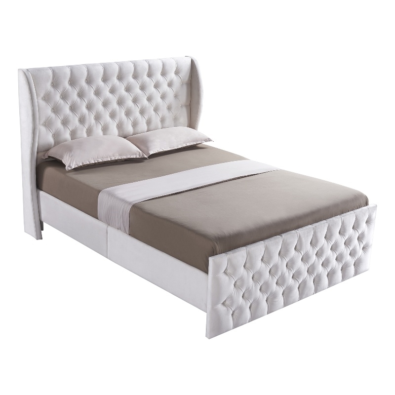 Afuera Living Velvet Wingback Chesterfield Bed with Button-Tufted Headboard