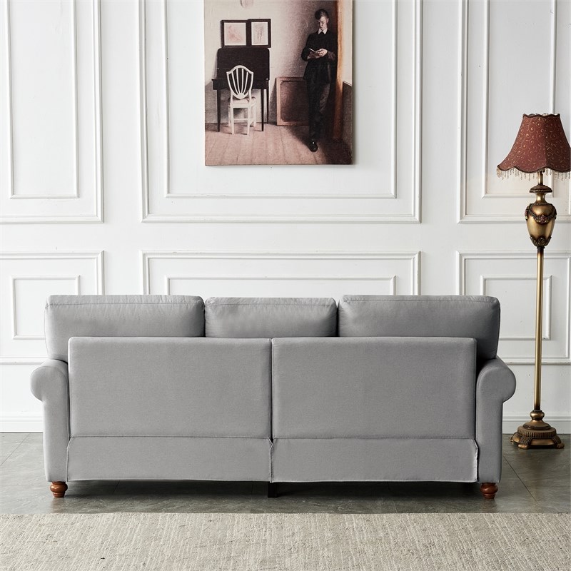 Afuera Living Gray Linen Fabric Sofa with Storage 900 lbs & 7-Inch Cushion