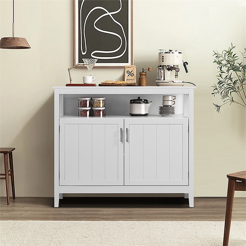 Afuera Living White E1 MDF Kitchen Sideboard Cabinet with Adjustable Shelves