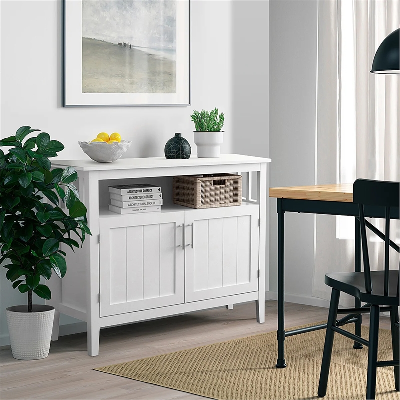 Afuera Living White E1 MDF Kitchen Sideboard Cabinet with Adjustable Shelves