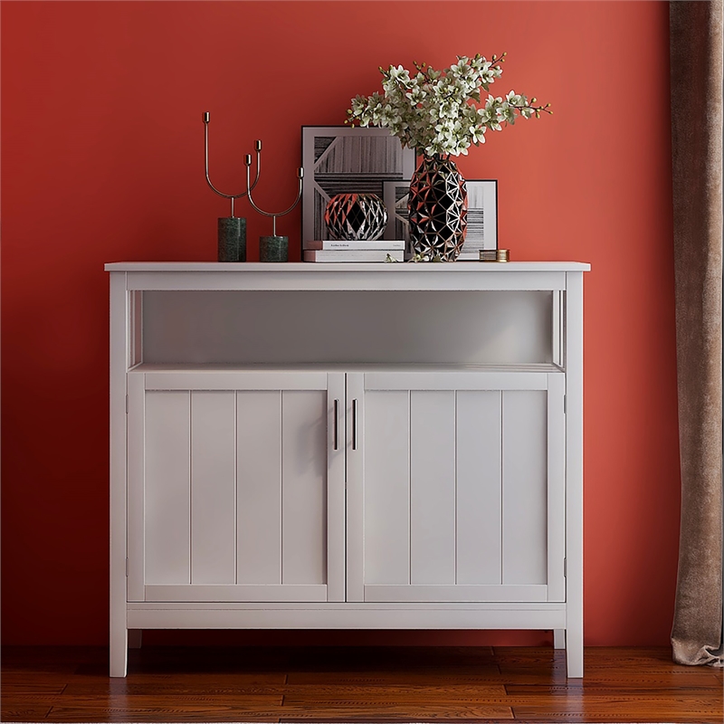 Afuera Living White E1 MDF Kitchen Sideboard Cabinet with Adjustable Shelves