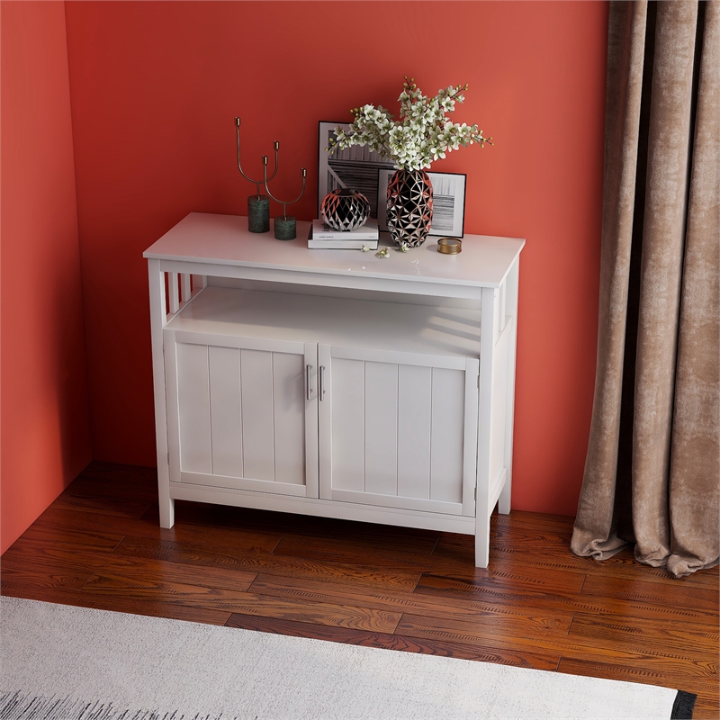 Afuera Living White E1 MDF Kitchen Sideboard Cabinet with Adjustable Shelves