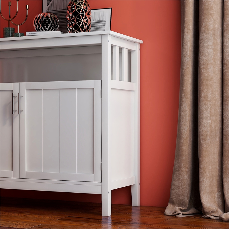 Afuera Living White E1 MDF Kitchen Sideboard Cabinet with Adjustable Shelves