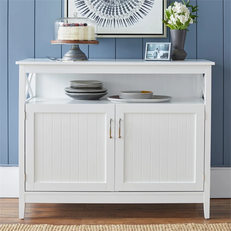Afuera Living White E1 MDF Kitchen Sideboard Cabinet with Adjustable Shelves