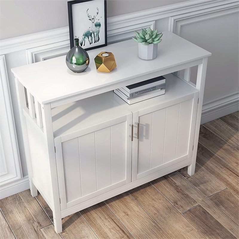 Afuera Living White E1 MDF Kitchen Sideboard Cabinet with Adjustable Shelves