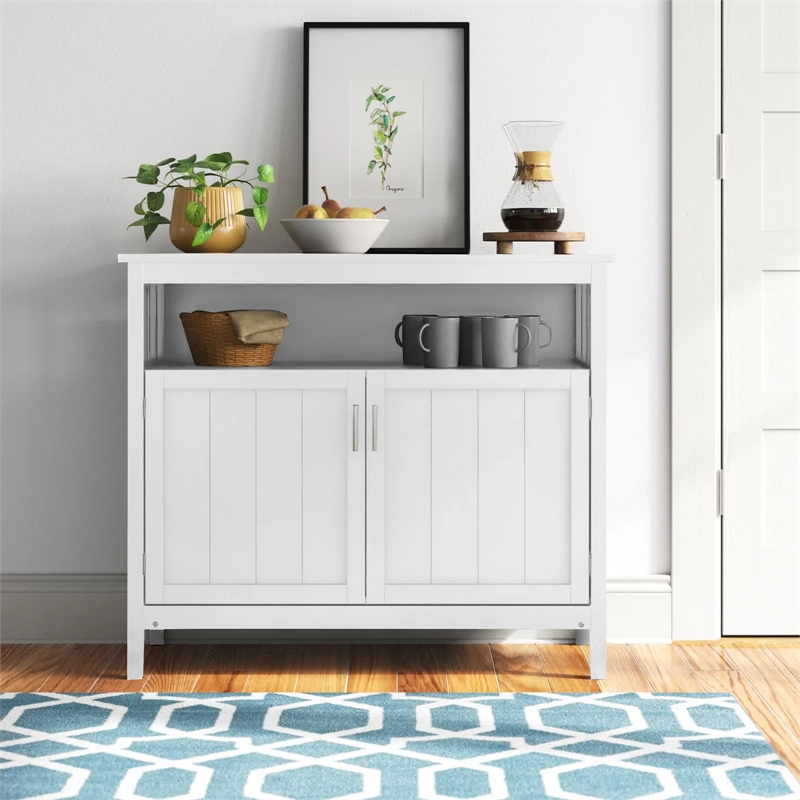 Afuera Living White E1 MDF Kitchen Sideboard Cabinet with Adjustable Shelves