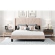 Afuera Living Queen Beige Velvet Platform Bed 500 lbs Box Spring Needed