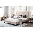 Afuera Living Queen Beige Velvet Platform Bed 500 lbs Box Spring Needed